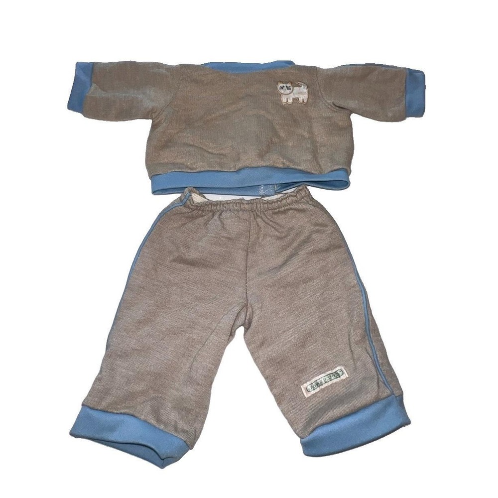 VTG 80's Cabbage Patch Kids Gray Jogging Suit With Blue Trim And Kitty